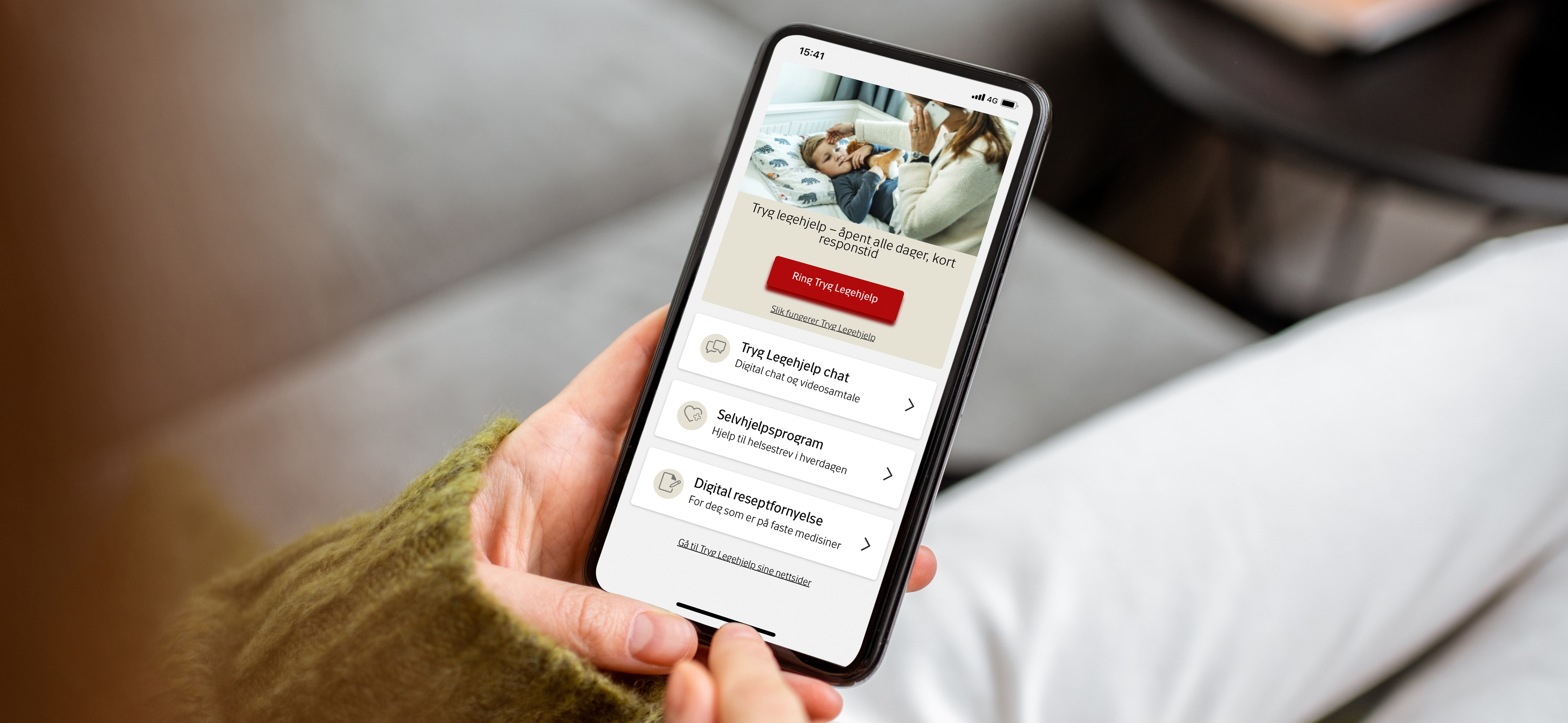 Mobil med tryg legehjelp appen