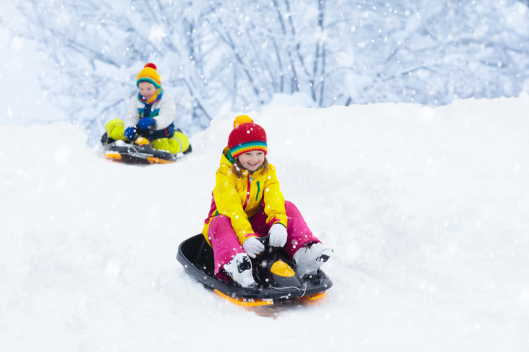 To barn akeri snøen